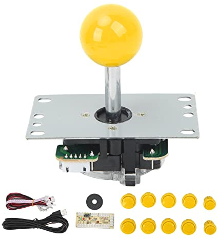 Yoidesu Buttons and Joysticks DIY Kit, 2 Player Gamepad DIY Replacement Parts, USB Controller Computer Game Stick Joysticks with Control Chip (Yellow) [video game]