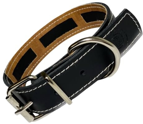 BUYWITHLOVE - Collare per cani grande con custodia per cani antiparassitari, collare per cani medi, realizzato a mano in pelle di prima qualità che protegge le pulci e prolunga la durata