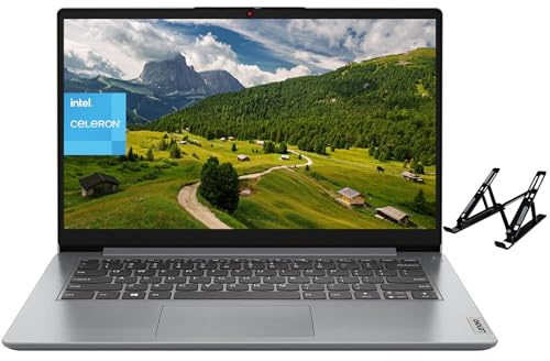 Lenovo 2024 - Notebook aziendale con Ideapad 1, display HD da 14 pollici, Intel Celeron N4020, 4 GB di RAM, 128 GB eMMC, Intel UHD Graphics, Wi-Fi 6, Windows 11 S, con supporto per notebook