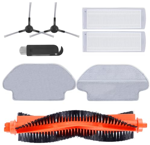KEEPOW Zubehör für Xiaomi Mi Robot Vacuum S12/ Mop Pro/Mop P/ 2S Saugroboter Roboter Ersatzteile, 1 Hauptbürste, 2 Seitenbürste, 2 Hepa Filter, 2 Wischtücher, 1 Reinigungswerkzeug