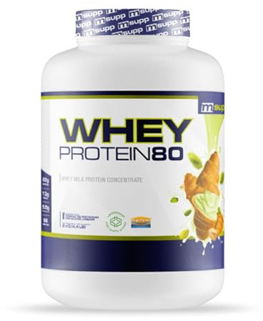 MM Supplements - Whey Protein 80-2 Kg - Pistachio Cream - Suplemento Deportivo Puro de Calidad - Proteína Whey - Con Lacprodan de Arla y Proteína Suero de Leche - Ayuda a Aumentar Masa Muscular