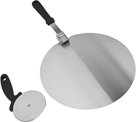 Juego de Cortador, Espátula y Cáscara de Pizza de Acero Inoxidable, Sujeción Cómoda, Ideal para Cocina y Restaurante (L)
