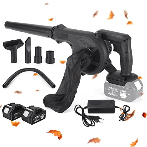 OZBME Sopladores Soplador De Hojas Inalámbrico, Barredora/Aspiradora Eléctrica De Mano 2 En 1 con Polvo para Césped, Nieve/Polvo Que Sopla Basura Pequeña
