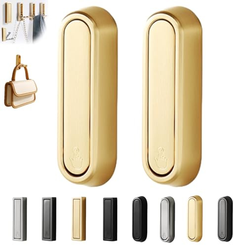 Ganchos plegables para colgar en la pared, ganchos plegables abatibles, para colgar en la pared, estilo minimalista moderno, resistentes, ganchos flotantes dorados (2 unidades, dorado-B)