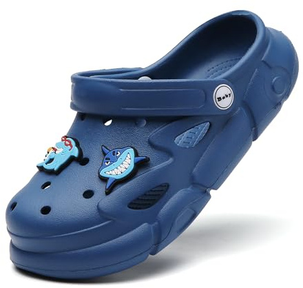 Zuecos para niños, sandalias de casa – Eva – Zapatos de jardín con decoración de tiburón antideslizante para verano para niños y niñas