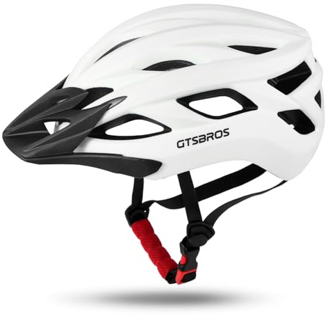 GTSBROS Fahrradhelm mit Visier für Damen Herren– Leichter Abnehmbarem Helm für Mountainbike und Stadtverkehr (Weiß, L)