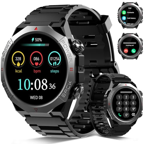 Qecnato Montre Connectée Homme, 1.39 HD Militaire Smartwatch avec Appel Bluetooth, Smart Watch Homme avec 110+ Modes Sportifs/Cardiofrequencemetre/Sommeil, Etanche IP68 Montre Intelligente