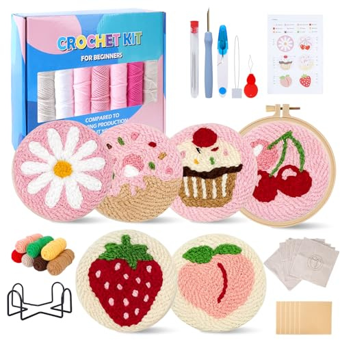 LURICO Kit Ricamo Punch Needle Completo per Principianti - Set Ricamo con Materiali Premium per Decorazione Casa, Ufficio e Regalo Creativo - Ideale per Adulti e Bambini