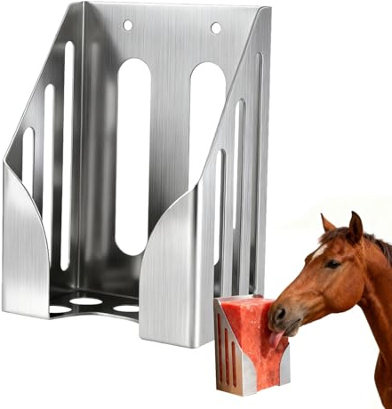 RCOAIMT 304 Stainless Steel Salt Block Holder, 4LB Mineral Salt Lick Block Holder for Deer, Goats, Horses, Cattle & Sheep, Rust-Resistant Design with Mounting Screws