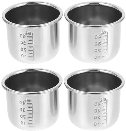 UKCOCO 4pcs Stainless Steel Measuring Cups Medicine Measuring Cups for Hospital Use Liquid Jugs (Silver)