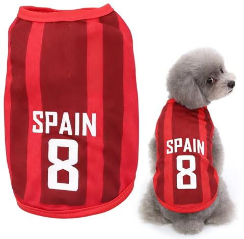 OPVYAEU Dog Clothes Jersey Gato Ropa Perro Mediano Jersey Perro Mediano Camiseta Perro Pequeño Ropa Para Perros Camisetas Perros Pequeños Jersey Para Perros Pequeños Regalo Mundial (L, Rojo)