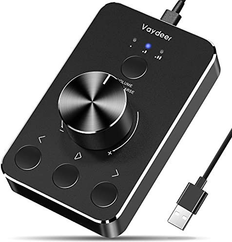 Vaydeer USB Lautstärkeregler: Audio Adjuster für PC & Computer-Lautsprecher, kompatibel mit Windows/Mac OS/Linux/Android - Schwarz.