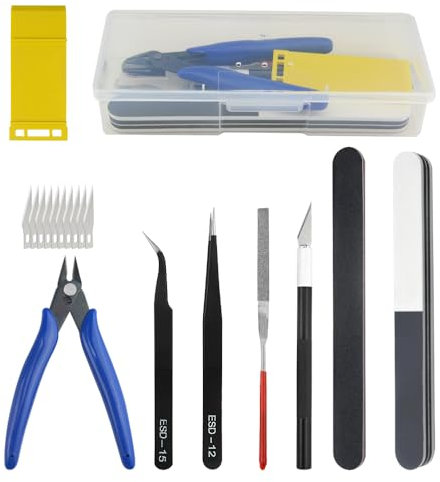 BGTXINGI 13Pcs Modellbauwerkzeug-Set Gundam Modell-Werkzeug-Set mit Kunststoffbox für Modellbau, Auto, Hobby, Modellbau, Reparatur und Befestigung