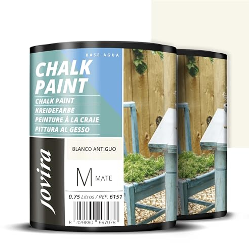 JOVIRA PINTURAS Pintura Tiza - Chalk Paint al Agua Mate. Renueva tus muebles con creatividad. (2x750 Mililitros, Blanco Antiguo) C-50-2