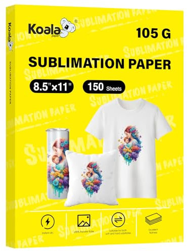Koala Sublimationspapier, 21,6 x 27,9 cm, 150 Blatt, einfach zu DIY-T-Shirts, Becher, nur kompatibel mit Tintenstrahl-Sublimationsdruckern, Sublimationstinte, 105 g