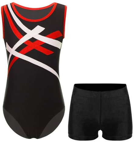Oyolan Enfant Justaucorps Gymnastique Garçon Leotard Danse Ballet avec Short Gym Sport Ensemble Tenue Dancewear 5-16 Ans