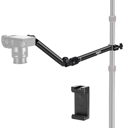 Neewer Braccio di supporto per fotocamera con clip, 56 cm, 180° e 360°, braccio flessibile a 2 sezioni per supporto da scrivania, adatto a tubi da 2,2-2,8 cm, carico massimo 2,5 kg per microfono ad