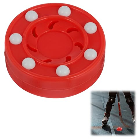Tokaneit Street Hockey Puck,Roller Hockey,Professionelles Eishockey,Rollenhockey Puck im Freien,Hallenhockey,Trainingspucks,Inline Hockey,Hockey Puck mit Rollen,Kinderhockey,Rollhockey im Freien Rot