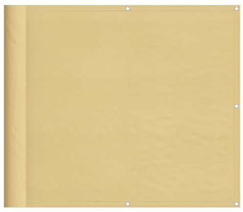 vidaXL Balkon Sichtschutz, Balkonbespannung mit Aluminium-Ösen, Balkonverkleidung Wasserfest, Balkonabdeckung Windschutz, Sandfarben 90x500cm 100% Polyester-Oxford