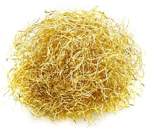 Pelo de ángel – oropel rizado aprox. 15 gramos – para Navidad y Adviento como decoración decorativa (dorado)