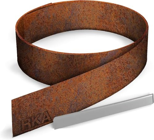 IRKA Bande de Bordure de Gazon Acier Corten 20 cm x 5 m | Bordure de parterre flexible, épaisseur 1 mm, pour le jardin, délimitation et encadrement des parterres