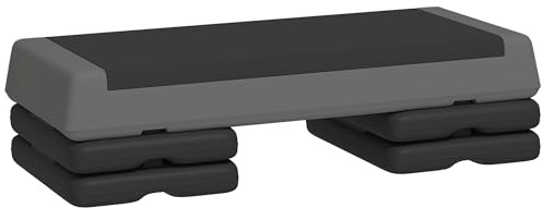 SPORTNOW Fitness Stepper 3-Height Adjustable Non-Slip 10.5/15.5/20.5cm Grey