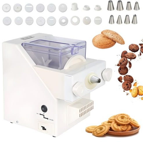 AXGCAA Macchina Automatica per Biscotti, Macchina per Biscotti da 180 W con 8 Diversi ugelli e 6 Tipi di stampi per Biscotti, Macchina per Dolci elettrica da 50 a 60 Giri/min per preparare Biscotti
