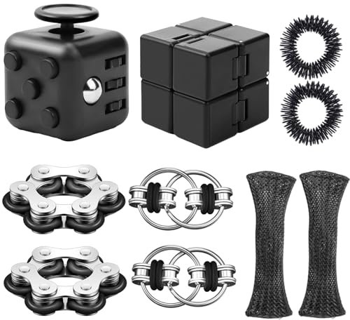 Fidget Cube, 10 teiliges Anti Stress Spielzeug Set für Erwachsene and Kinder, Spielzeug zur Entspannung, Förderung der Konzentration, Für Schule, Büro, Reise, Jederzeit Entspannen