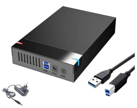 JANZU Estuche para Disco Duro A USB 3.0 de 3,5 Pulgadas: Carcasa para Disco Duro Externo, Transferencia de Datos, Caja para Disco Duro para PC y Portátil, Enchufe UE