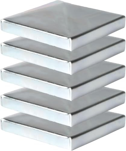 ATTAS Tappi per pali 7 x 7 cm (5 pezzi) – Zincato – Tappi di copertura in metallo per pali in legno & pali in metallo – 70 x 70 mm in acciaio a forma di piramide – Tappo protettivo per pali di