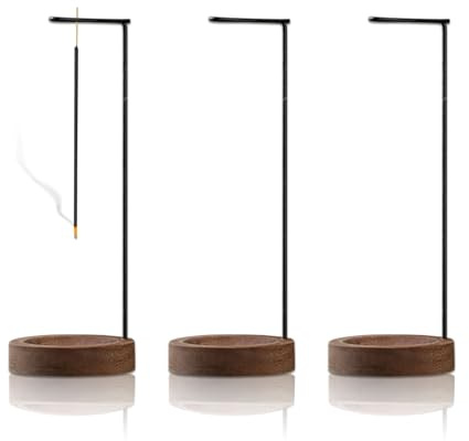 3 Stück Räucherstäbchen Halter, Inklusive Metallhalter Und Holzbasis, Umgedrehter Räucherstäbchenhalter Für Yoga, Meditation, Home Deko, Aromatherapie, Büro & Schlafzimmer