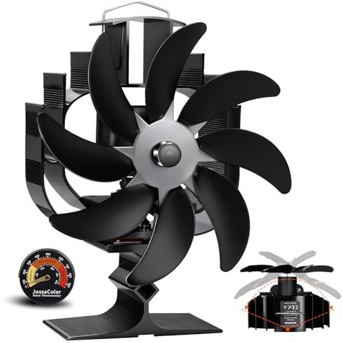 JossaColar 8-Blade Oscillating Log Burner Fan Heat Powered Stove Fan