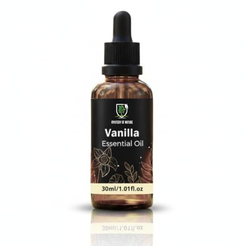 Mystery Of Nature Vanilla Essential Oil 30ml, 100% Pure Sweet Vanilla Essential Oils for Diffusers for Home, Air Freshener Diffuser Oil with Glass Dropper, Aromatherapy & DIY Home