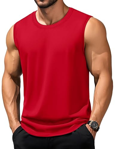 TACVASEN Camiseta Tirantes Hombre Gym de Algodón sin Mangas Camiseta Deportiva Musculación Fitness Transpirable