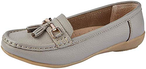 Ladies Jo & Joe LR Nautical Loafer Flatform Shoes Grey UK 5
