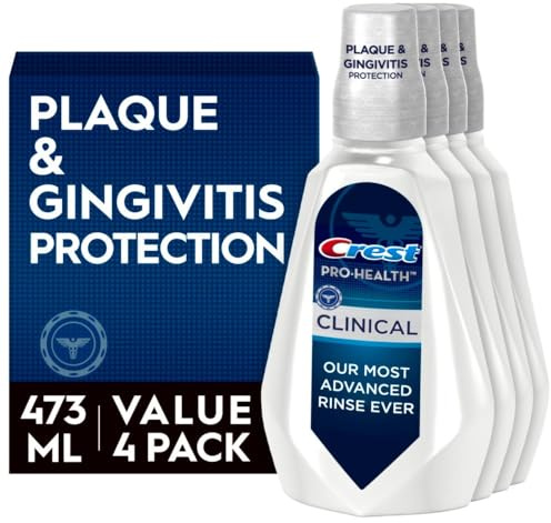 Crest Pro-Health Clinical Mouthwash with CPC, Alcohol Free, Gingivitis Treatment, Deep Clean Mint, 473 Ml (16 fl oz), 4 Count