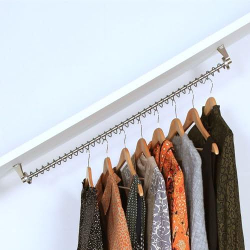 Sloped Ceiling Clothes Rail by ZEBEDEE HANGING RAIL - Any Angle Space Saving Wall or Top Mounted Storage Solution For Loft Slanted Ceilings, Angled Wardrobes, Attic Eaves and Under Stair Coat (800 mm)