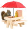Petyoung Eichhörnchen Futtertisch mit Eichhörnchen aus Holz, Regenschirm, Futterstelle für Picknicktisch, mit COB-Härte, für Eichhörnchen, Chipmunk Futterstation