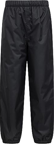 Mountain Warehouse Waterproof Fleece Lined Kids Trousers - Breathable Girls & Boys Pants, Taped Seams, Warm - for Spring Summer, Walking, Travelling, Hiking Black Teen Size 13 Years
