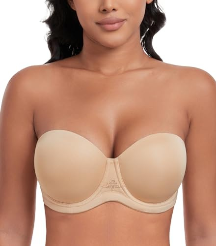 DotVol Women's Multiway Strapless Bra Full Figure Underwire Contour Beauty Back Plus Size Bra(34D, Beige)