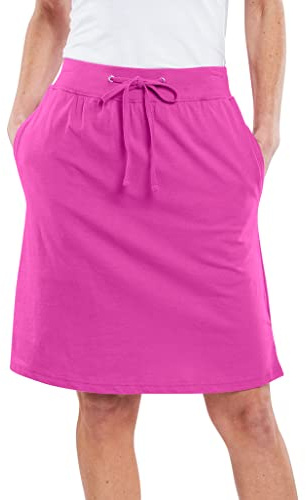 AmeriMark Women's Stretch Knit Skort Cotton Skort w/Pocket & Drawstring Waist Mulberry 3X