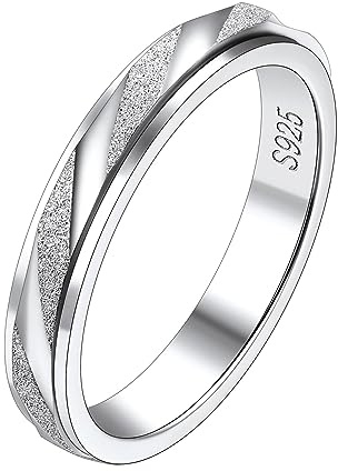 Suplight Anillo Giratorio Mujer - Anillo Fidget Ansiedad de Plata de Ley 925, Tamaño 22.25