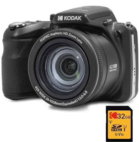 KODAK Pack Digitale Bridge Pixpro Astro Zoom AZ425 + Scheda SDHC 32GB - Fotocamera 20 MP, Zoom 42X, Grandangolo, Schermo LCD 3, Video Full HD 1080p, Batteria Li-ion - Nero