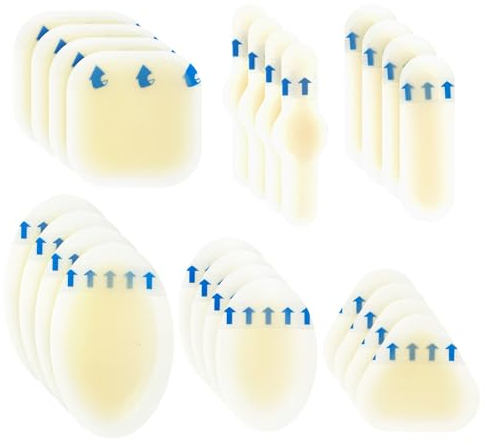 Clundoo Blasenpflaster, 24 Stück Hydrokolloid Pflaster, Wasserdicht Gel Pflaster, Ferse Blasenpflaster, Linderung von Reibungsschmerzen Finger, Zehen, Vorfuß, Ferse（B）
