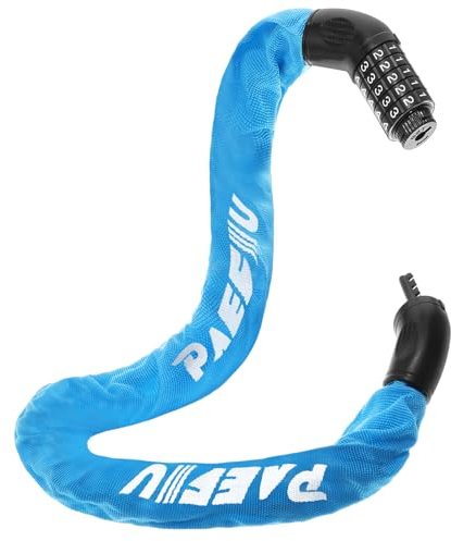 PAEFIU Fahrradschloss Hohe Sicherheit Starke Kettenschloss Mit 5-Stelliger Zahlencode Fahrradschloss Zahlenschloss,Kettenschloss Für Fahrräder, Motorräder, Roller, Kinderwagen, Rasenmäher(Blau)