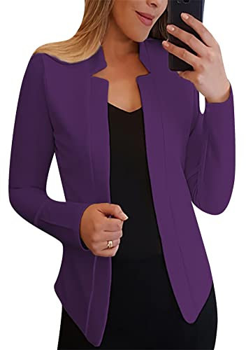 Yming Damen Lose Blazer - Casual Notched Hals Langarm Open Front - Lila S