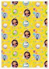 Gabby's Dollhouse Papel de Regalo, 2 Hojas y 2 Etiquetas, Papel Oficial