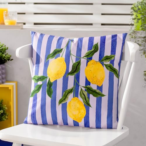furn. Lemons Striped Outdoor Cushion Cover, Blue