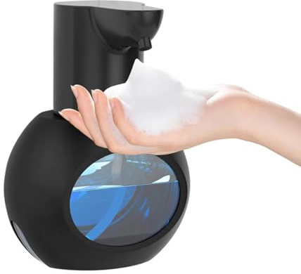 Automatic Foam Hand Soap Dispenser, Rechargeable Touchless Wall Mount Foaming Soap Dispenser, 15oz/420ml, 4 Adjustable Levels Infrared Sensor Electric Dispenser for Bathroom, Kitchen, Office - Black