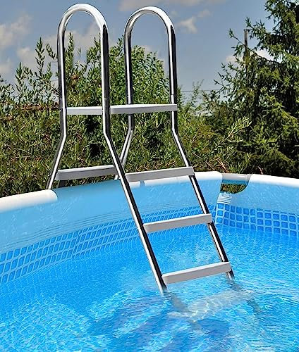 SFSLBFB Escaleras de Acero Inoxidable para Piscinas al Aire Libre, 4 escalones, Escalera para Piscinas elevadas, Escalera Antideslizante de Doble Cara para Piscinas, Escalera para Piscinas elevadas